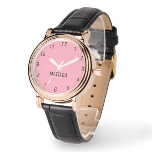 Name Girl Boy Women Men Baby Pink Elegant Watch