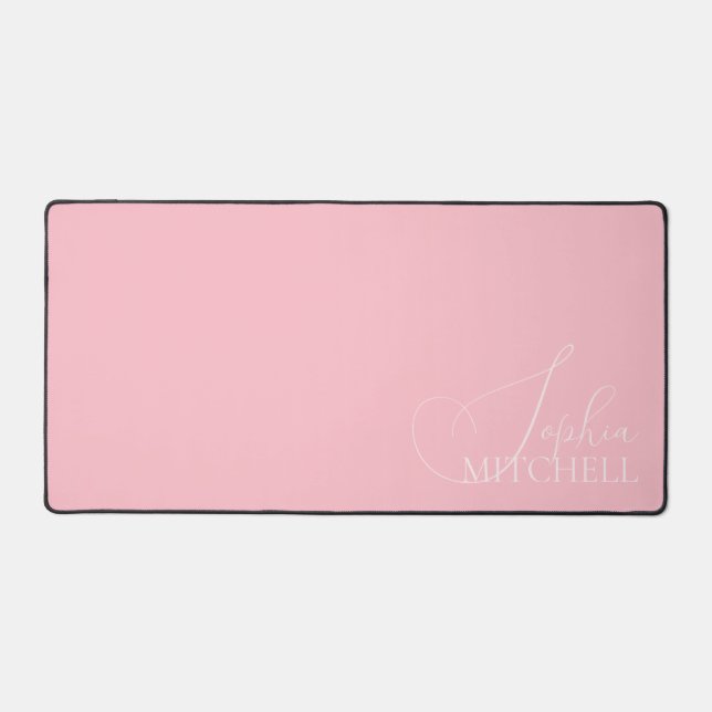 Name Girly Script Pink Desk Mat (Front)