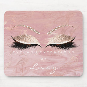 Name Glitter Makeup Beauty Studio Lash Pink Marble Mouse Pad