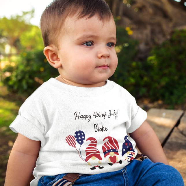 Name Gnomes 4th of July, 3 to 24mos Jersey Baby T-Shirt (Creator Uploaded)