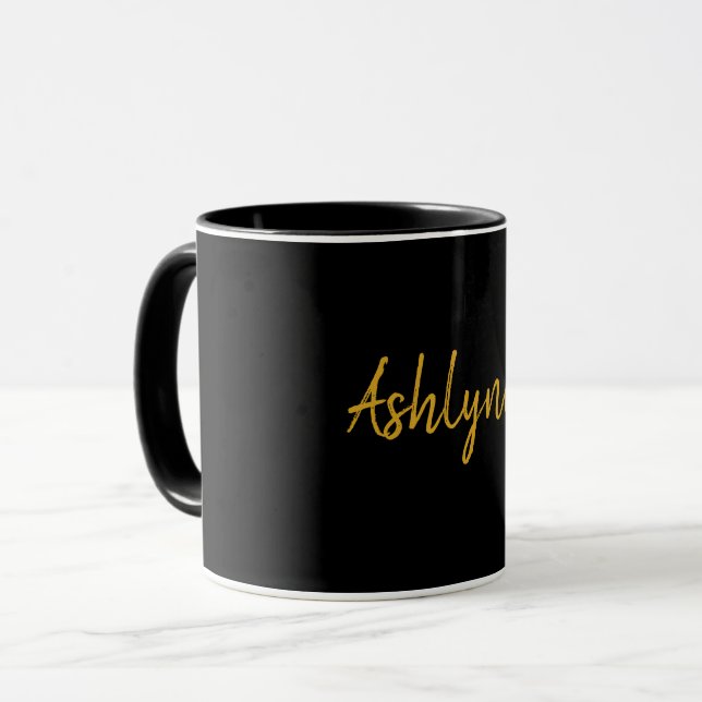 Name Gold and Black Mug (Front Left)