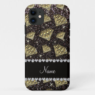 Name gold diamond black glitter Case-Mate iPhone case