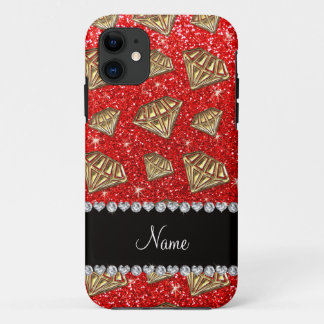 Name gold diamond neon red glitter Case-Mate iPhone case