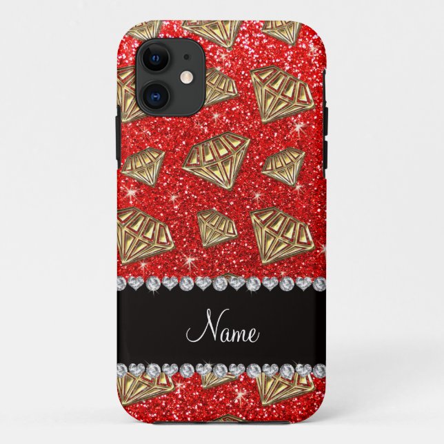 Name gold diamond neon red glitter Case-Mate iPhone case (Back)