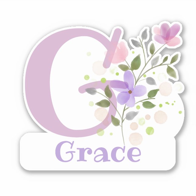 Name Grace plus Initial with Floral Design (Front)