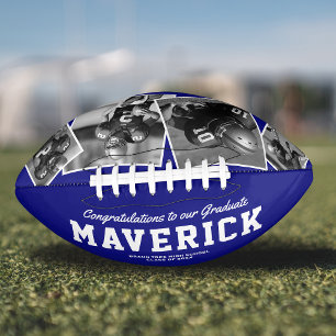 Name Graduation Gift 4 Photo Blue Football