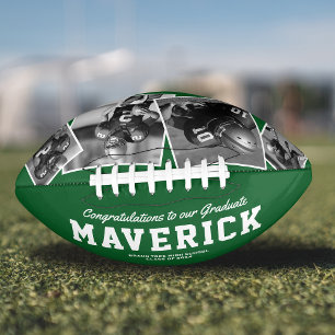 Name Graduation Gift 4 Photo Green Football