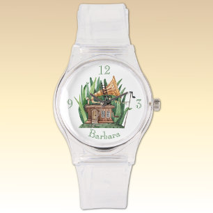 Name, Gramophone Fairytale Cottage Clear Silicone Watch