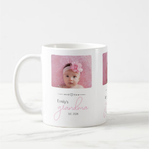 Name Grandma Established Year Photo Script Font Coffee Mug