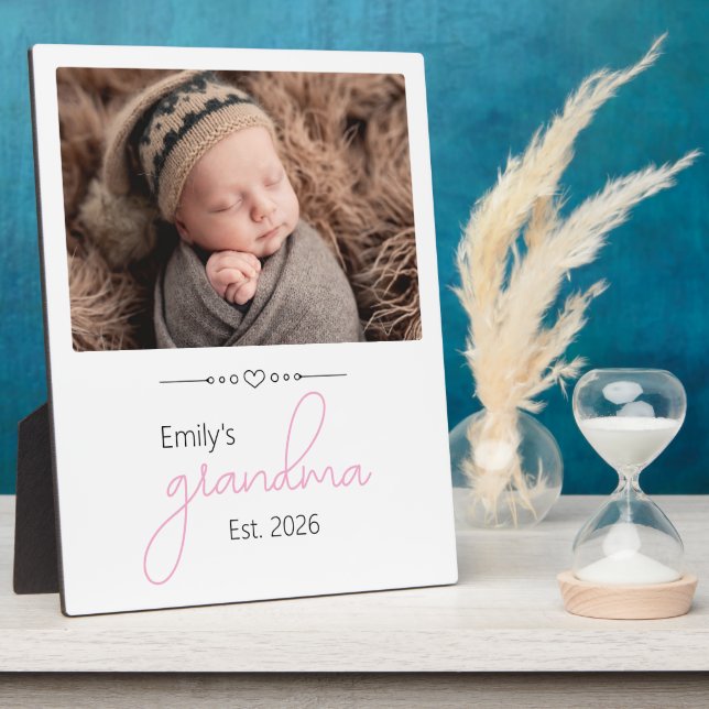 Name Grandma Established Year Photo Script Font Plaque (Side)