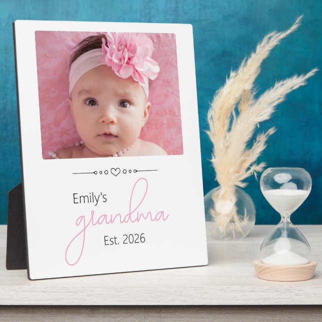 Name Grandma Established Year Photo Script Font Plaque (Side)