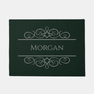 Name Green Elegant Custom Doormat   Editable