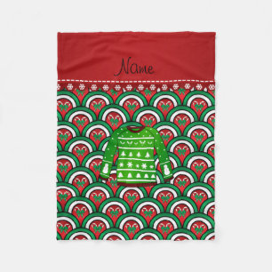 Name green ugly christmas sweater half circles fleece blanket