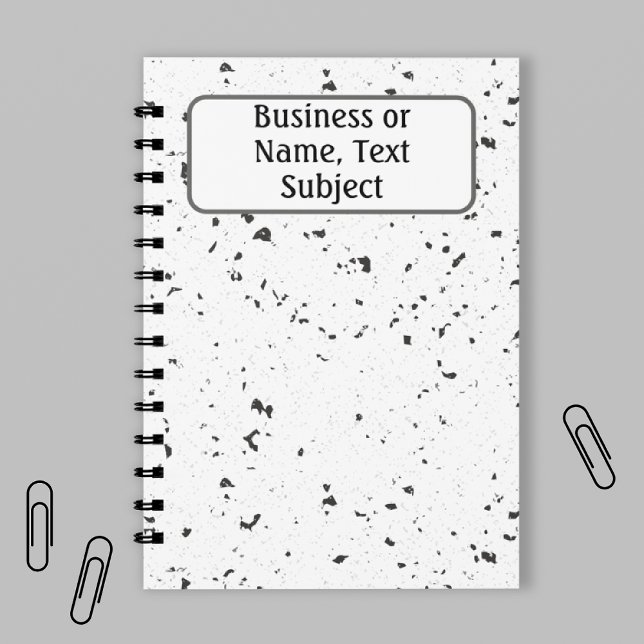 Name, Grey & Black Small Marble Chips Terrazzo Notebook (Creator Uploaded)