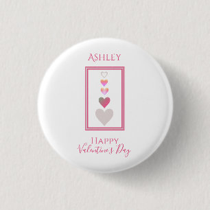 Name Happy Valentine's Day Cute Hearts 3 Cm Round Badge