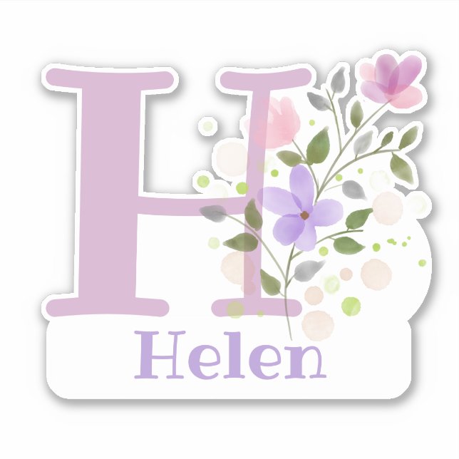 Name Helen & Initial with Floral Design (Front)