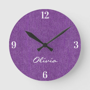 Name    Home Office Pretty Purple Denim Print 8-in Round Clock