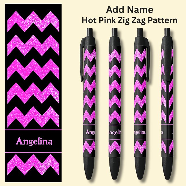Name  Hot Pink Zig Zag on Black Black Ink Pen (Creator Uploaded)