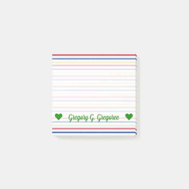 Name; Ice Hockey Arena Rink-Inspired Stripes Notes (Front)