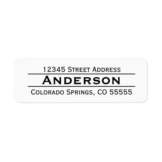 Name in Centre - Return Address Label (Front)