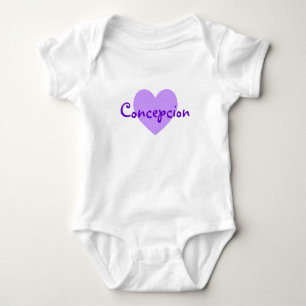 Name in Purple Heart Baby Bodysuit