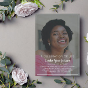 Name In Script Photo Celebration of Life Invitation