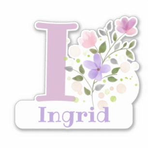 Name Ingrid & Initial with Floral Design