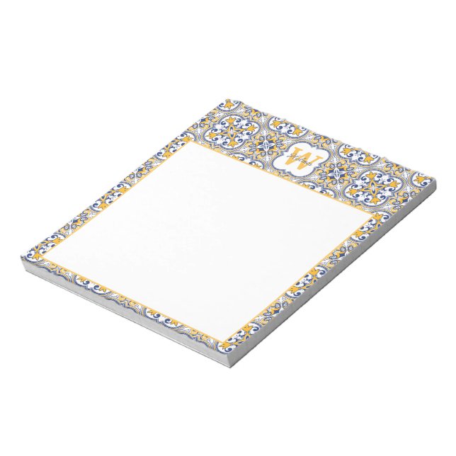 💙💛 Name + initial Azulejos  Notepad (Rotated)
