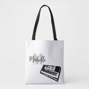 name, initial & black treble clef music Guitar Tot Tote Bag