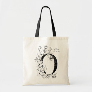 Name Initial Letter N rustic floral personalised T Tote Bag