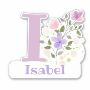 Name & Initial with Floral Design Sticker Cut-Out