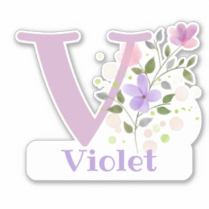 Name & Initial with Floral Design Sticker Cut-Out