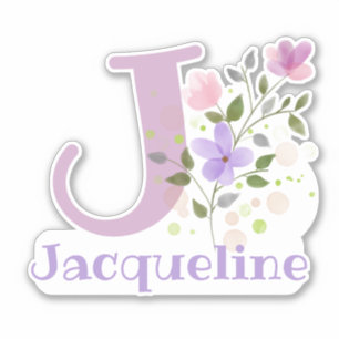 Name & Initial with Floral Design Sticker Cut-Out