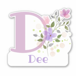 Name & Initial with Floral Design Sticker Cut-Out