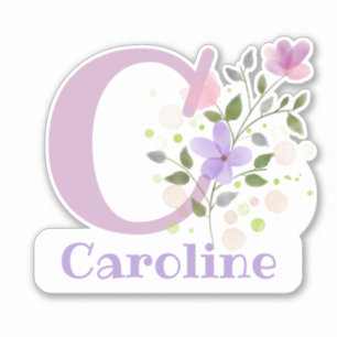 Name & Initial with Floral Design Sticker Cut-Out