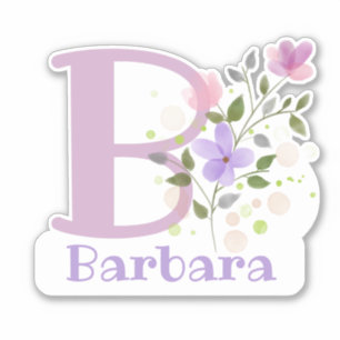 Name & Initial with Floral Design Sticker Cut-Out