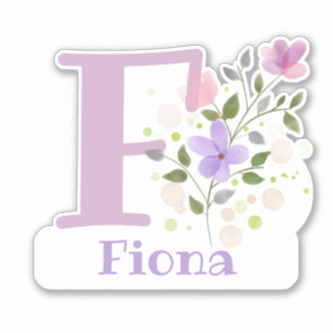 Name & Initial with Floral Design Sticker Cut-Out