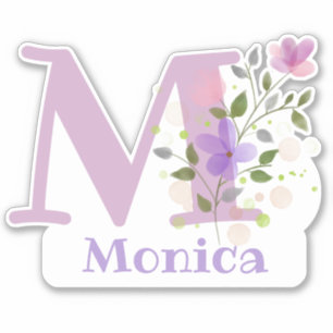 Name & Initial with Floral Design Sticker Cut-Out