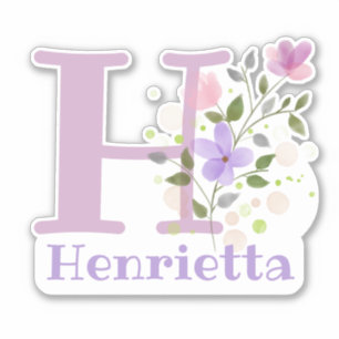 Name & Initial with Floral Design Sticker Cut-Out