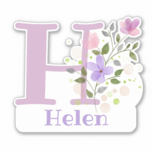 Name & Initial with Floral Design Sticker Cut-Out