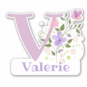 Name & Initial with Floral Design Sticker Cut-Out