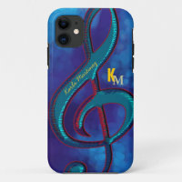 name initials clave music note blue
