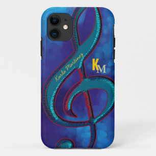name initials clave music note blue Case-Mate iPhone case
