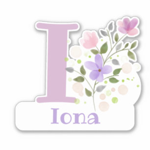 Name Iona & Initial with Floral Design