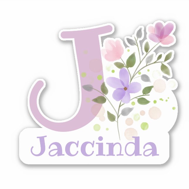Name Jaccinda plus Initial with Floral Design (Front)