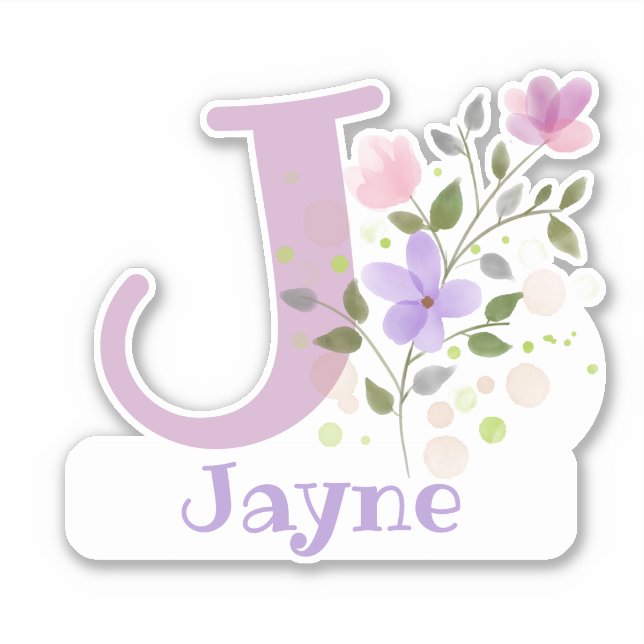 Name Jayne & Initial with Floral Design (Front)