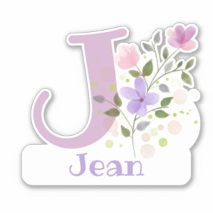 Name Jean plus Initial with Floral Design