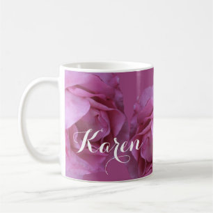 Name Karen pretty pink Valentine roses floral  Coffee Mug