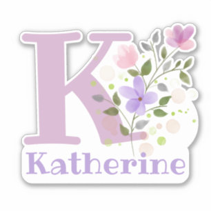 Name Katherine plus Initial with Floral Design