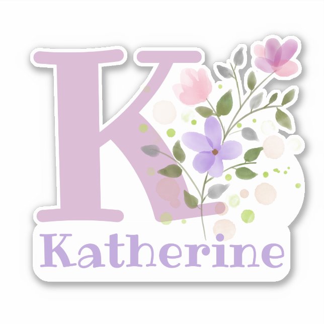 Name Katherine plus Initial with Floral Design (Front)